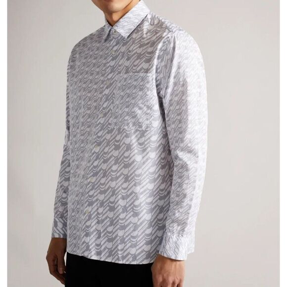 Ted Baker Shirt Mens 5 XL Button Down Geometric Retro Print Cotton Casual Dress - Picture 12 of 12
